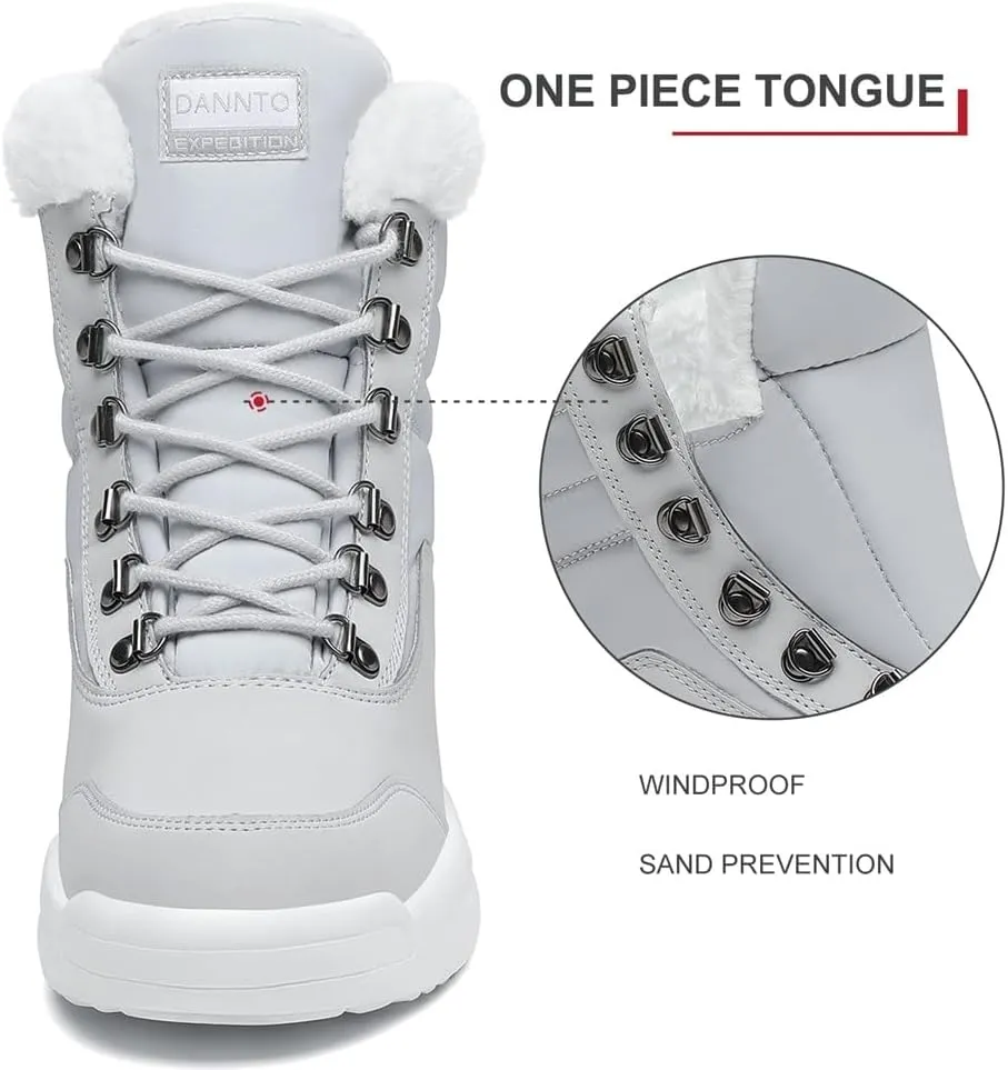 Dannto Women Winter Snow Boots Ladies Warm Fur Lined Ankle Booties Outdoor Water Resistant Furry Shoes