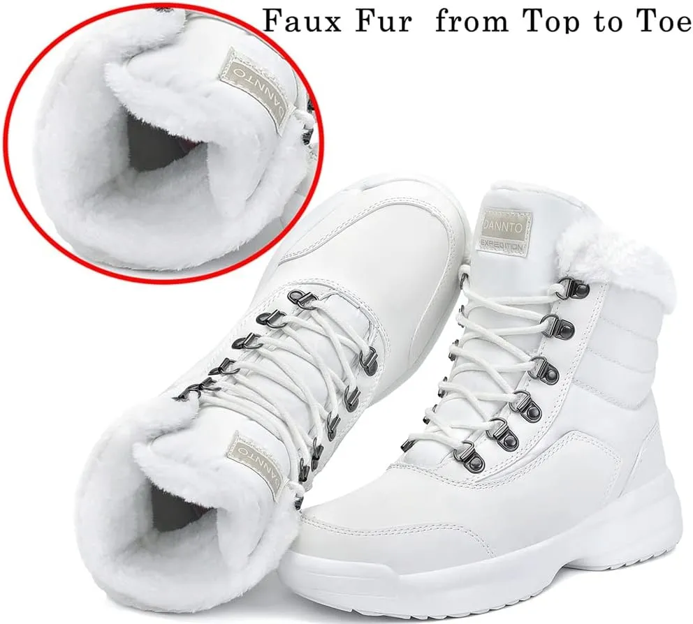 Dannto Women Winter Snow Boots Ladies Warm Fur Lined Ankle Booties Outdoor Water Resistant Furry Shoes
