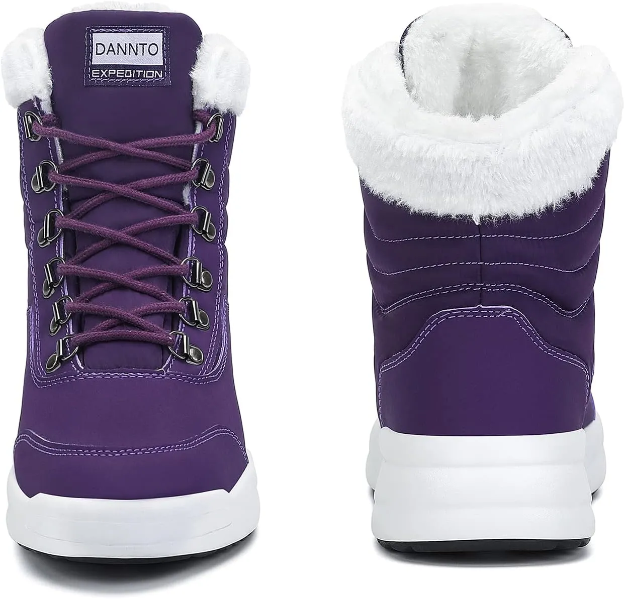 Dannto Women Winter Snow Boots Ladies Warm Fur Lined Ankle Booties Outdoor Water Resistant Furry Shoes