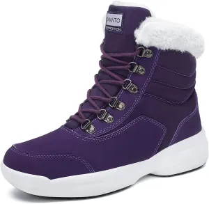 Dannto Women Winter Snow Boots Ladies Warm Fur Lined Ankle Booties Outdoor Water Resistant Furry Shoes
