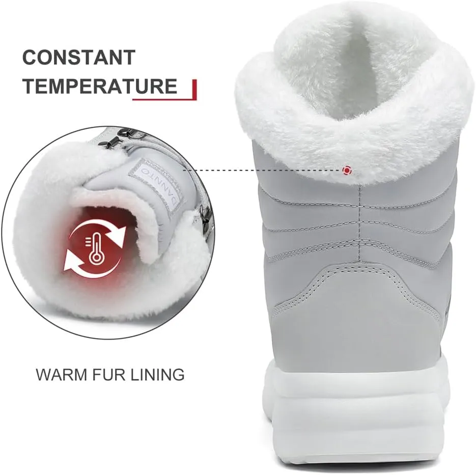 Dannto Women Winter Snow Boots Ladies Warm Fur Lined Ankle Booties Outdoor Water Resistant Furry Shoes