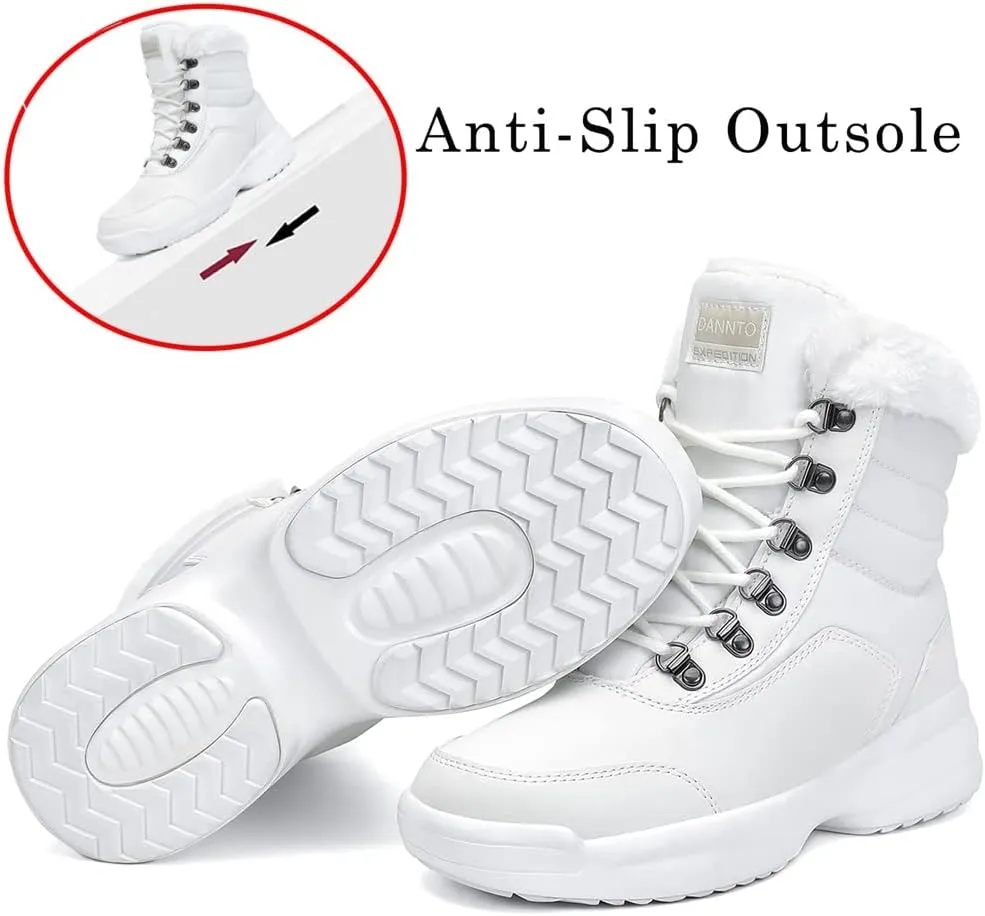 Dannto Women Winter Snow Boots Ladies Warm Fur Lined Ankle Booties Outdoor Water Resistant Furry Shoes