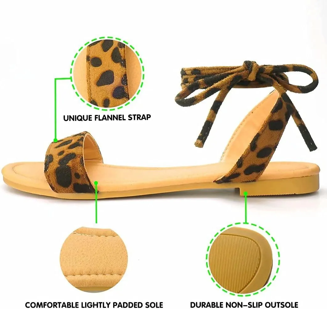 DAYDAYGO Sandals for Women - Womens Comfortable Open Toe Ankle Wrap Lace Up Flat Sandals - Women’s Sandal Ankle Tie Up Shoes