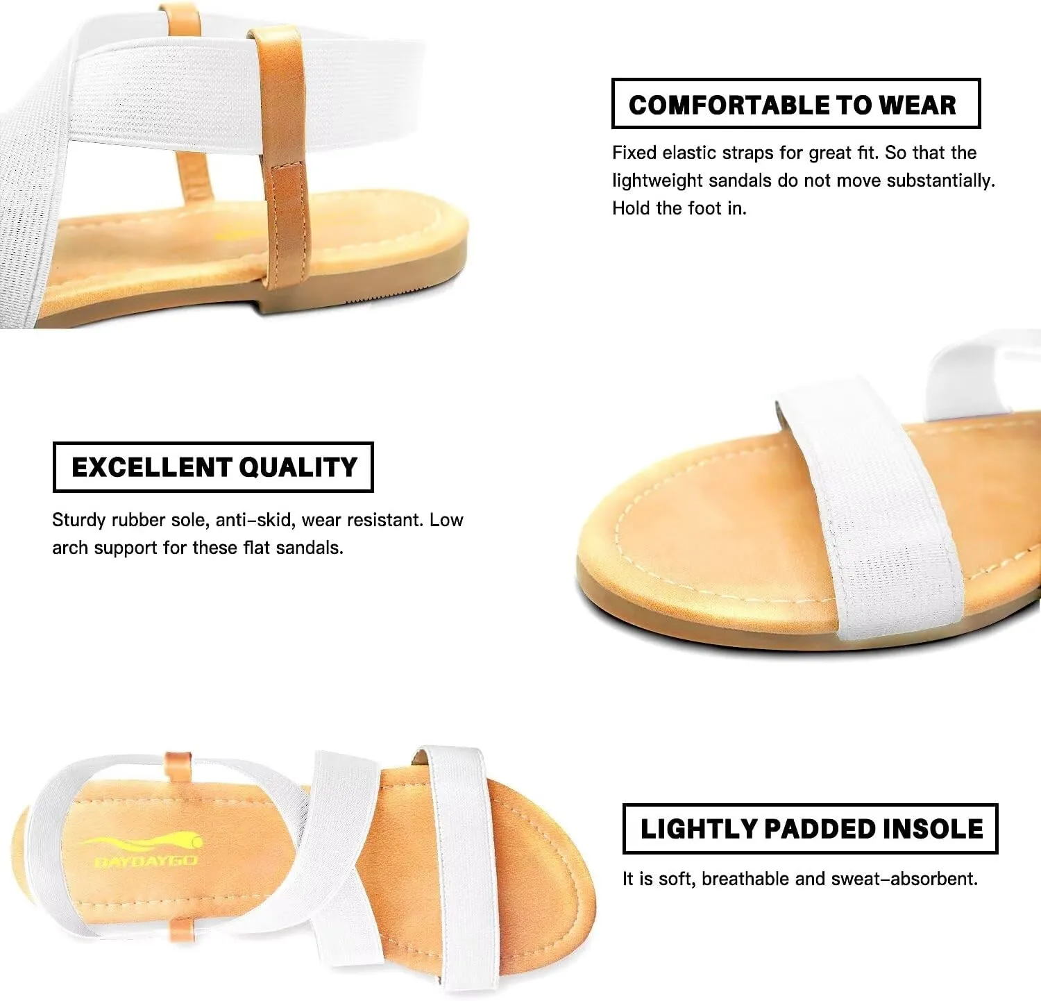 DAYDAYGO Women's Elastic Flat Sandals