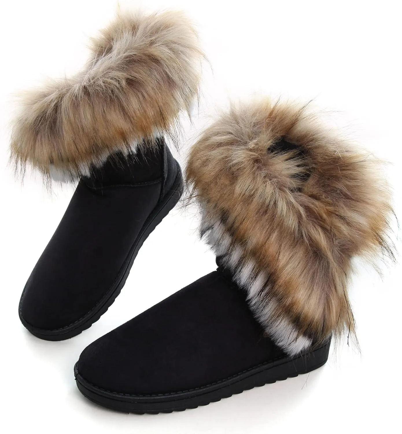 Dear Time Women's Warm Winter Snow Boots Wide Mid Calf Fashion Casual Ankle Booties Outdoor Anti-Slip Platform Boots Shoes for Girls