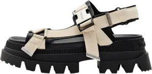 Desigual Women's Shoes 4 Woman PU Sandals Block, Black, 5.5