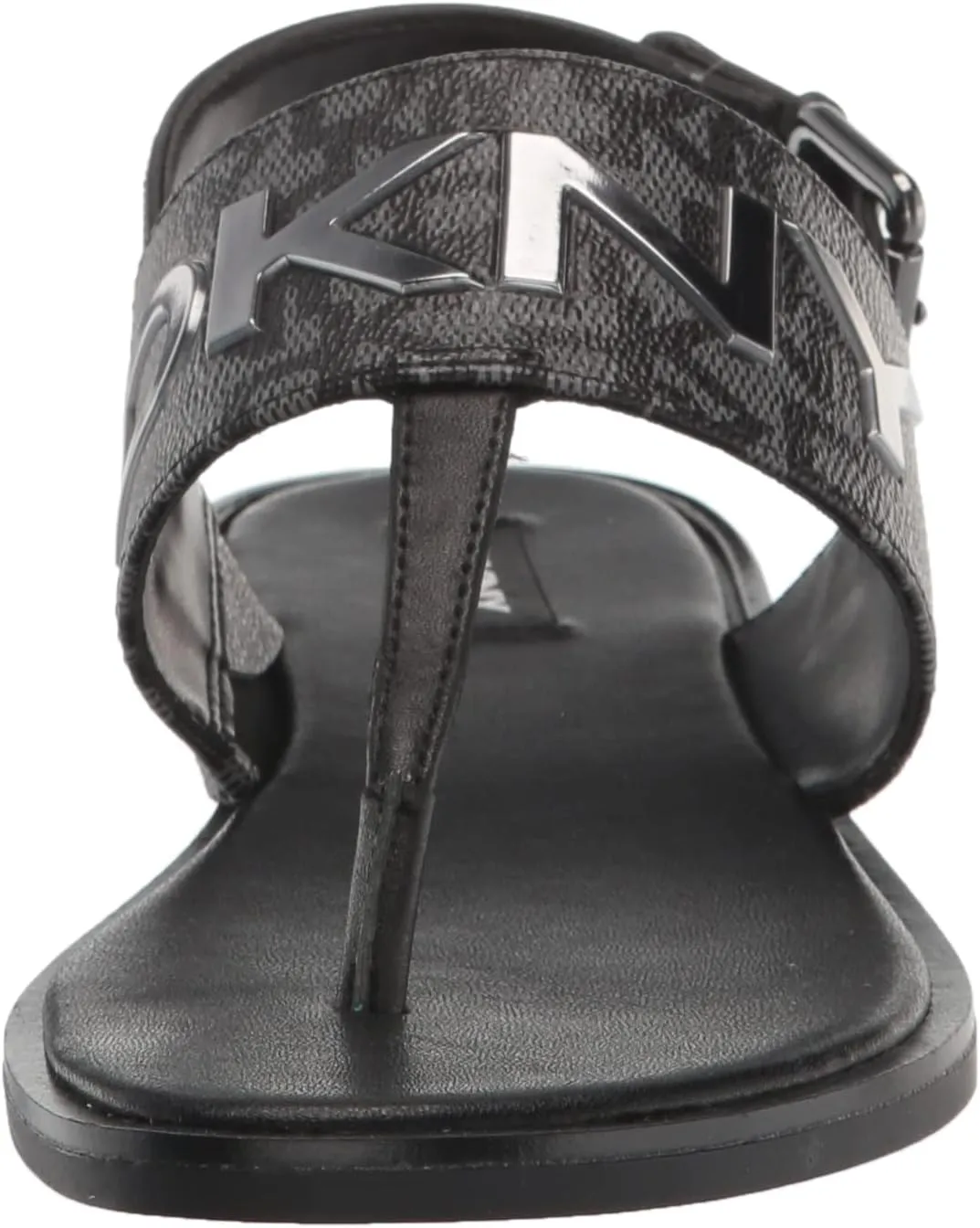 DKNY Women's Flat Buckled Sling Back Logo Sandal Heeled