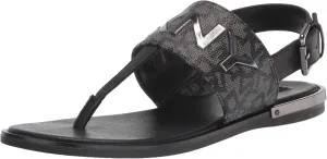 DKNY Women's Flat Buckled Sling Back Logo Sandal Heeled