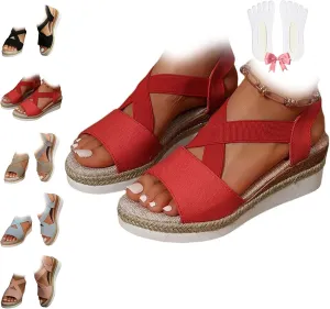 Dotmalls Wedge Sandals, Summer Flat Wedge Heel Fish Mouth Casual Women's Sandals,Comfy Orthotic Sandals for Women
