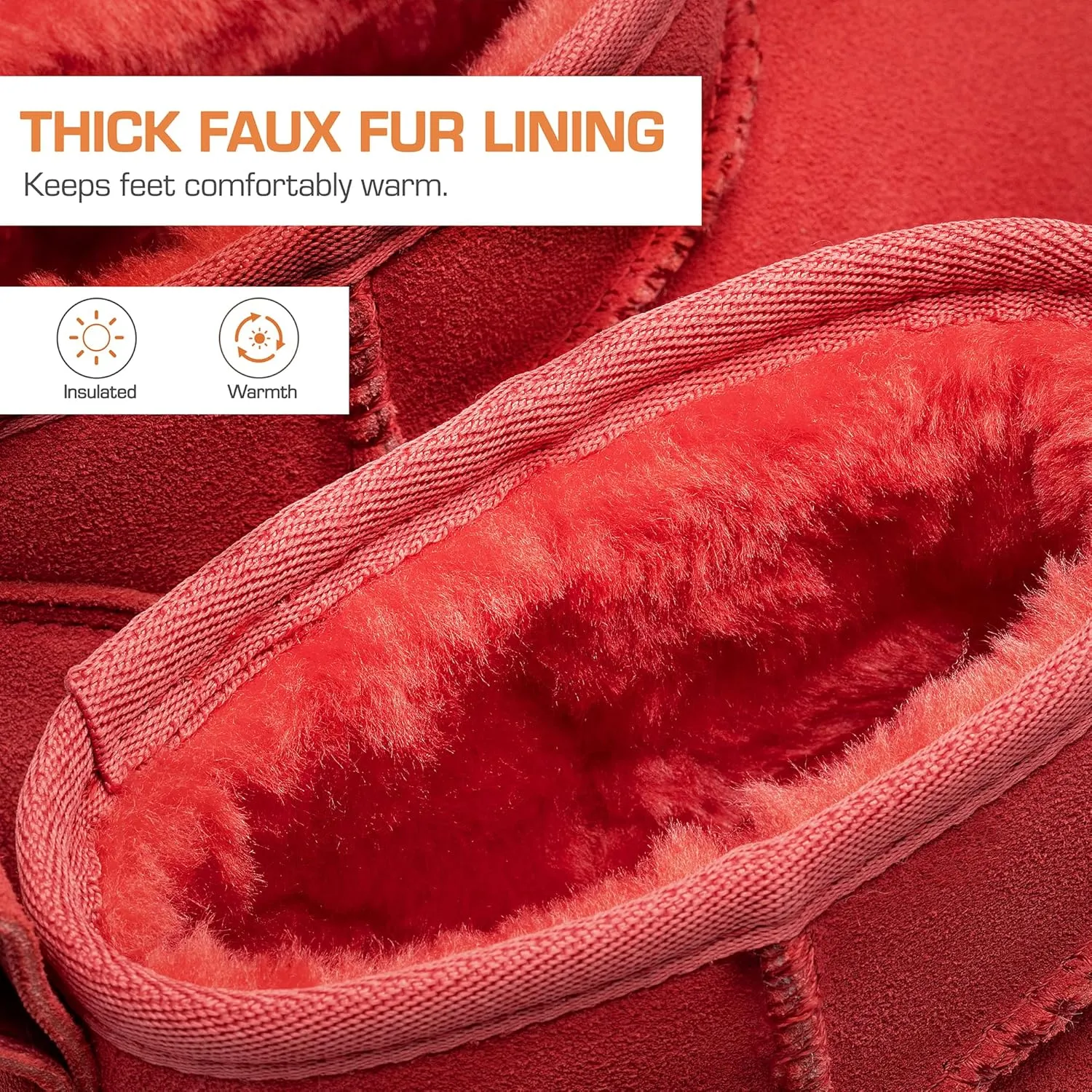 DREAM PAIRS Ankle Winter Mini Boots for Women Genuine Suede Faux Fur Lining Water Resistant Warm Snow Boots Slip On Memory Foam Comfort Booties FuzzyClassic
