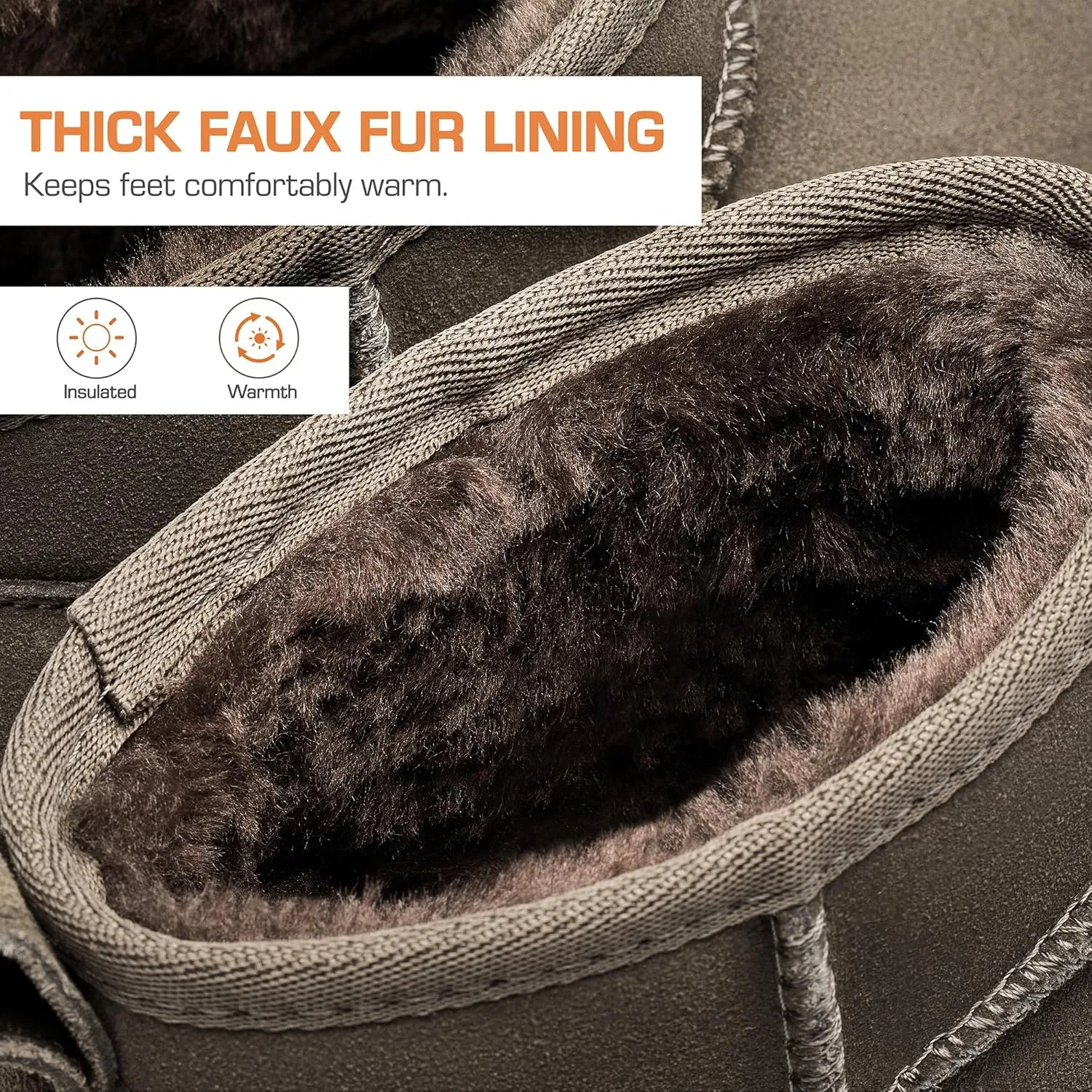DREAM PAIRS Ankle Winter Mini Boots for Women Genuine Suede Faux Fur Lining Water Resistant Warm Snow Boots Slip On Memory Foam Comfort Booties FuzzyClassic