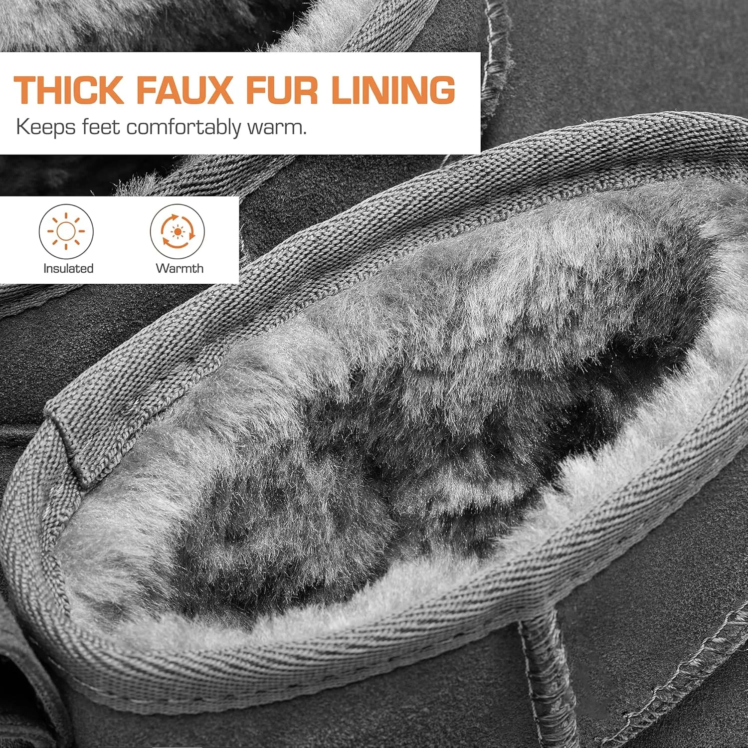 DREAM PAIRS Ankle Winter Mini Boots for Women Genuine Suede Faux Fur Lining Water Resistant Warm Snow Boots Slip On Memory Foam Comfort Booties FuzzyClassic