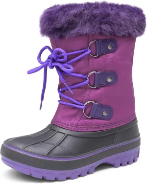 DREAM PAIRS Boys & Girls Faux Fur-Lined Ankle Winter Snow Boots