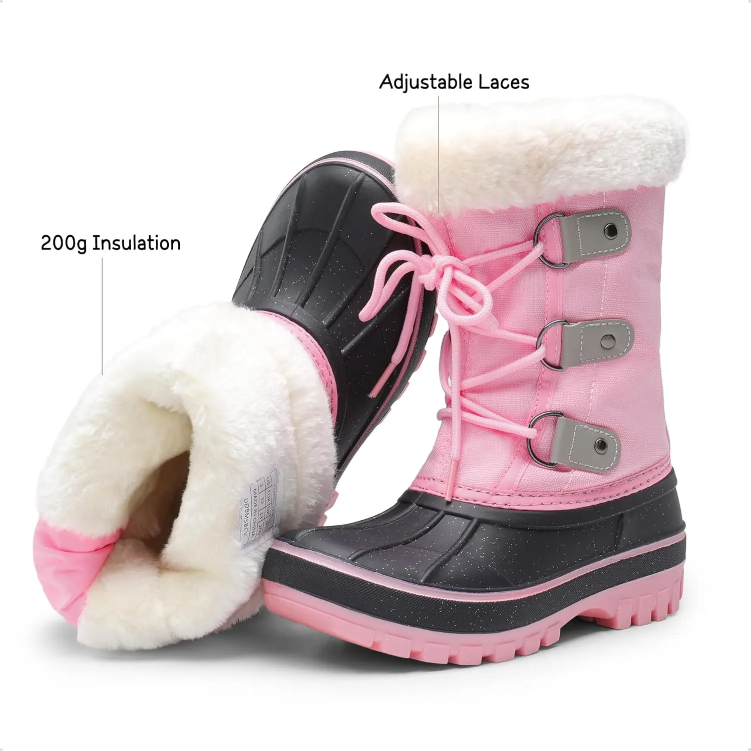 DREAM PAIRS Boys & Girls Faux Fur-Lined Ankle Winter Snow Boots