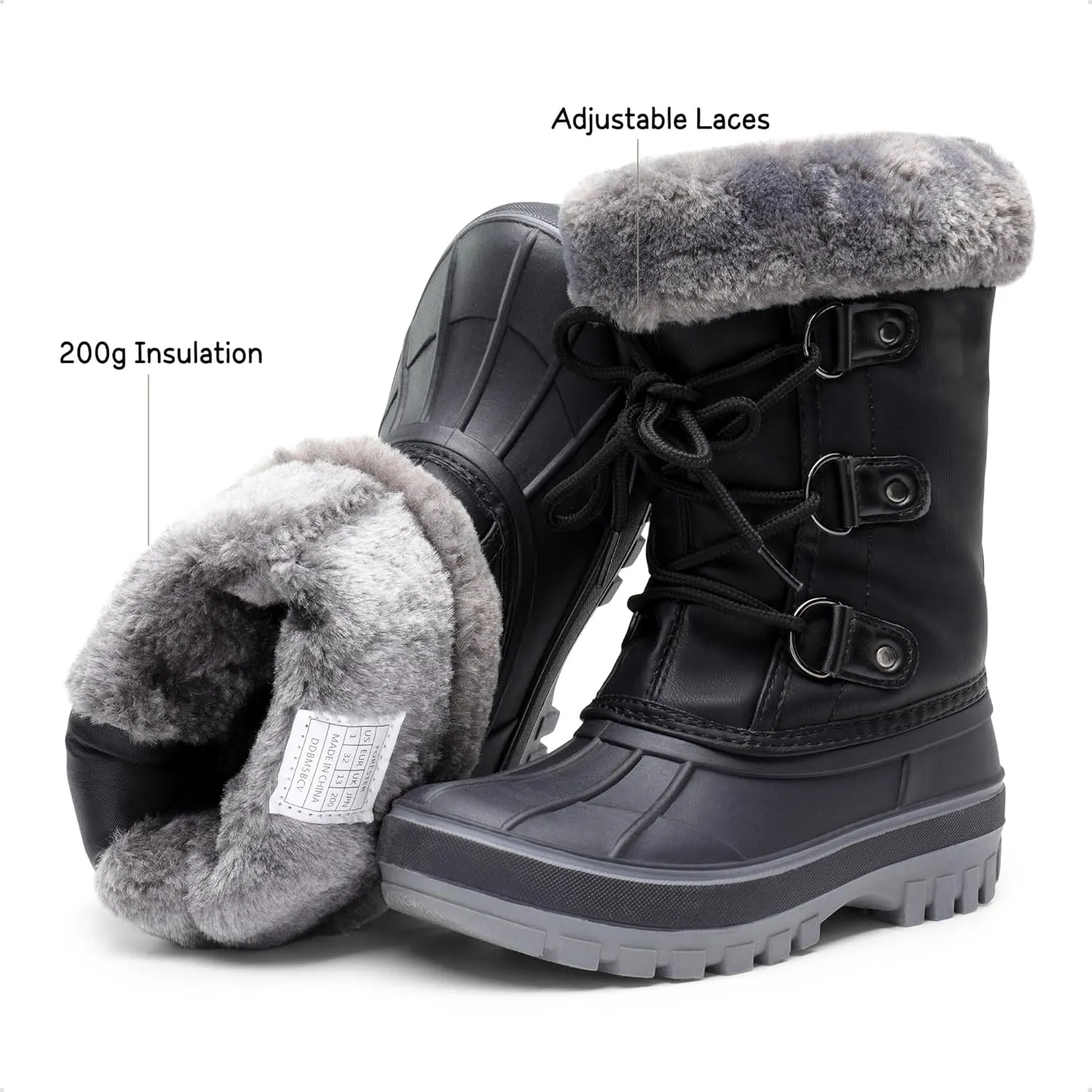 DREAM PAIRS Boys & Girls Faux Fur-Lined Ankle Winter Snow Boots