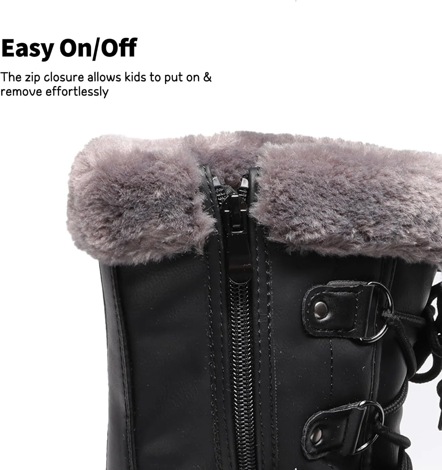 DREAM PAIRS Boys & Girls Faux Fur-Lined Ankle Winter Snow Boots