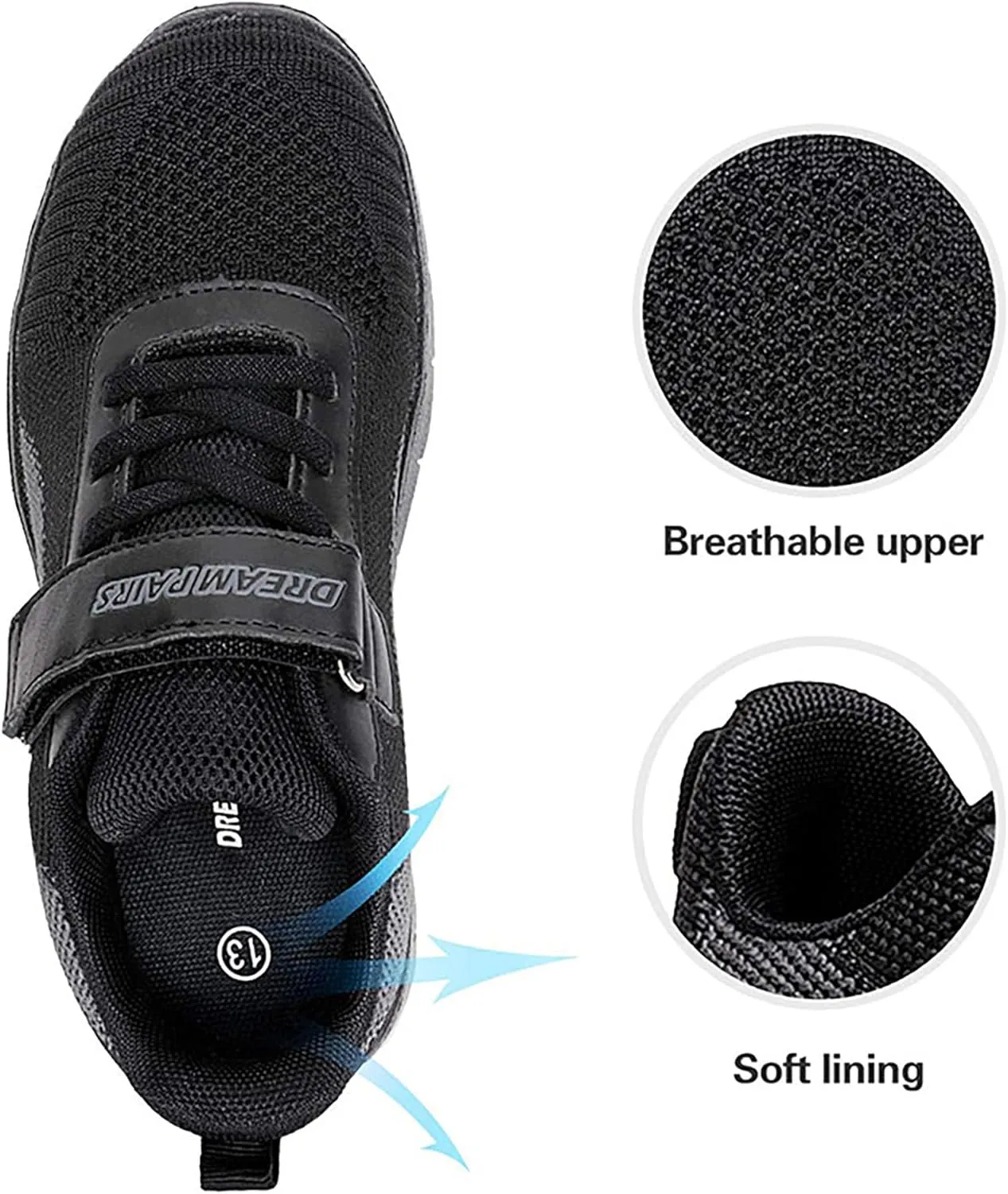 DREAM PAIRS Boys Girls Shoes Kids Tennis EZ-Ons MagicZips Athletic Running Walking Barefoot Zero Drop Sneakers