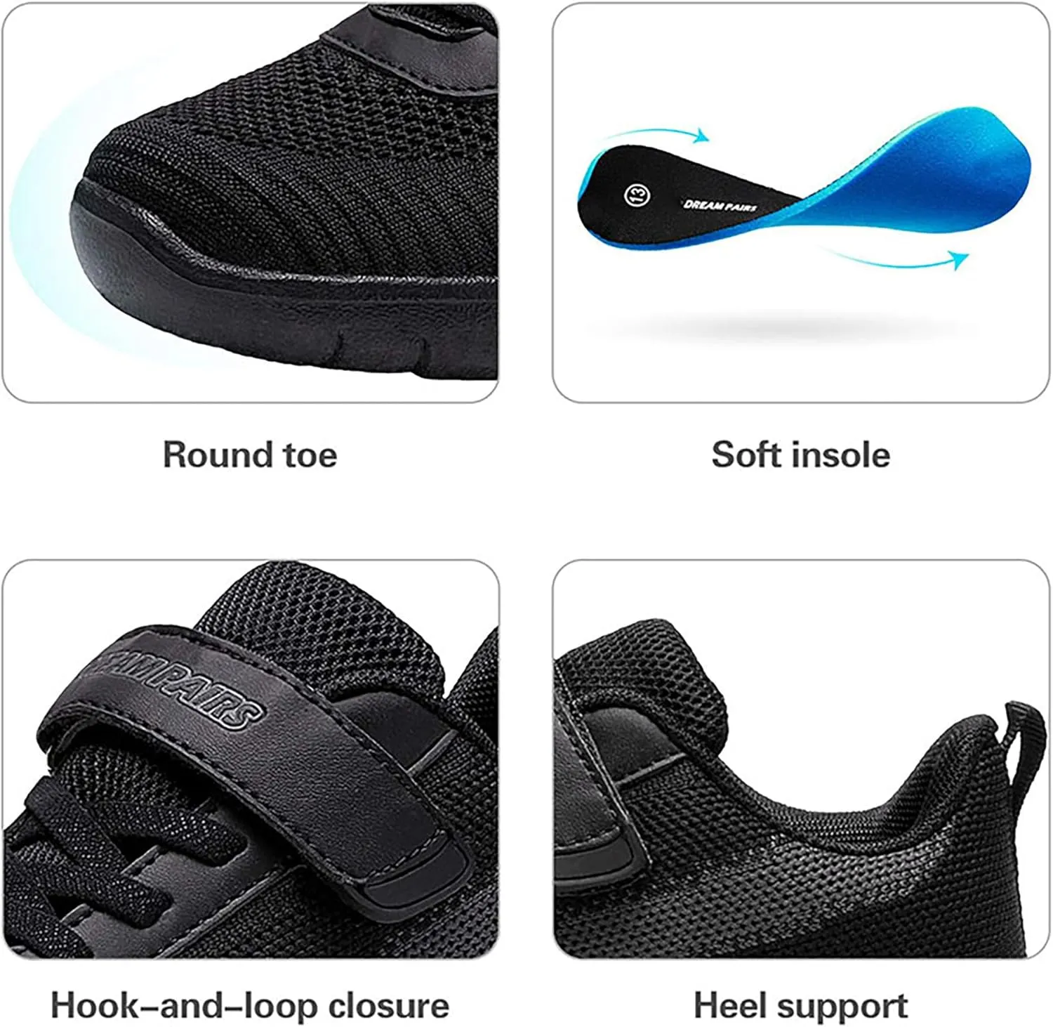 DREAM PAIRS Boys Girls Shoes Kids Tennis EZ-Ons MagicZips Athletic Running Walking Barefoot Zero Drop Sneakers