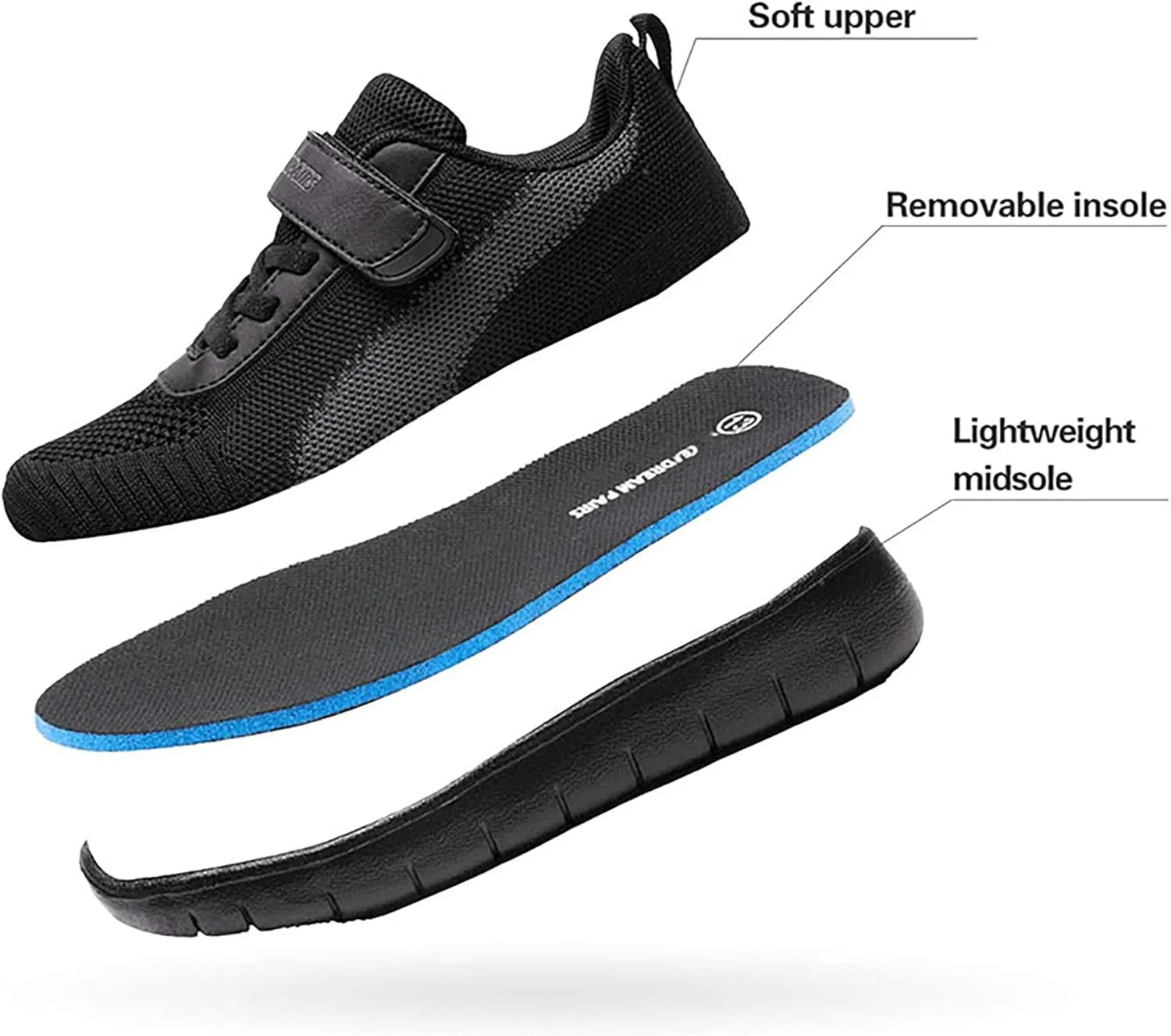 DREAM PAIRS Boys Girls Shoes Kids Tennis EZ-Ons MagicZips Athletic Running Walking Barefoot Zero Drop Sneakers