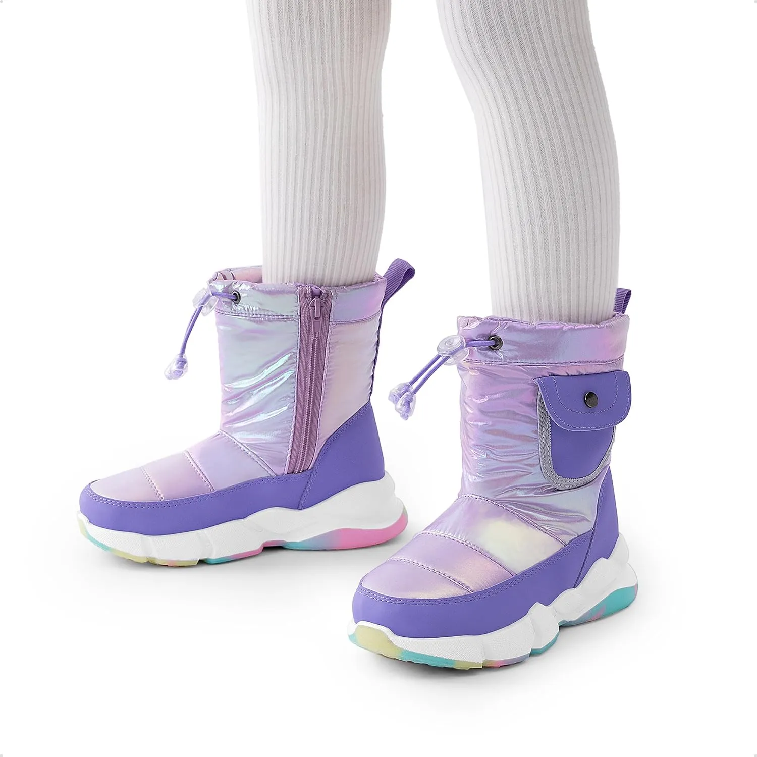 DREAM PAIRS Boys Girls Snow Boots Water Resistant Non-Slip Mid Calf Lightweight Athletic Outdoor Warm Winter Shoes for Little/Big Kids