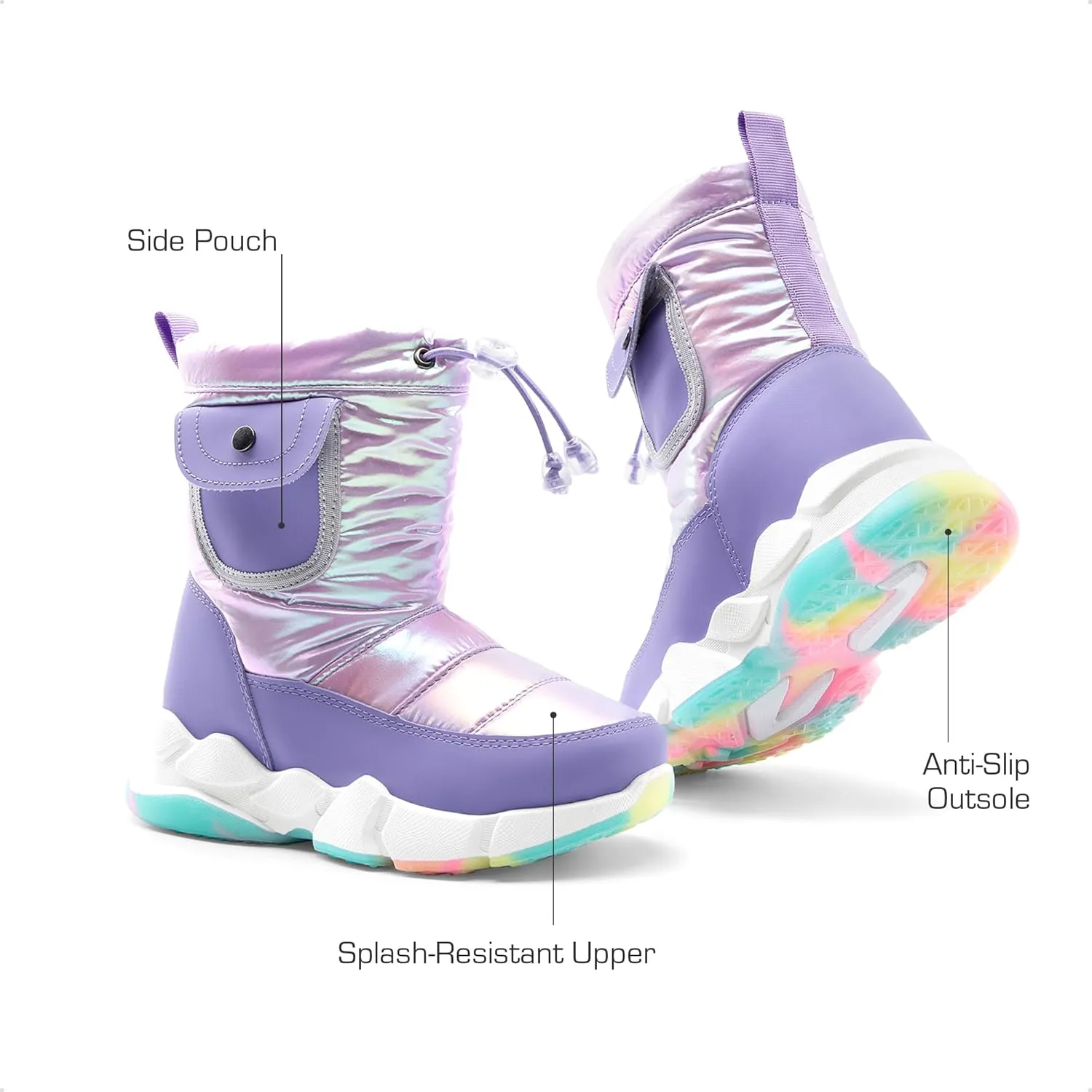 DREAM PAIRS Boys Girls Snow Boots Water Resistant Non-Slip Mid Calf Lightweight Athletic Outdoor Warm Winter Shoes for Little/Big Kids