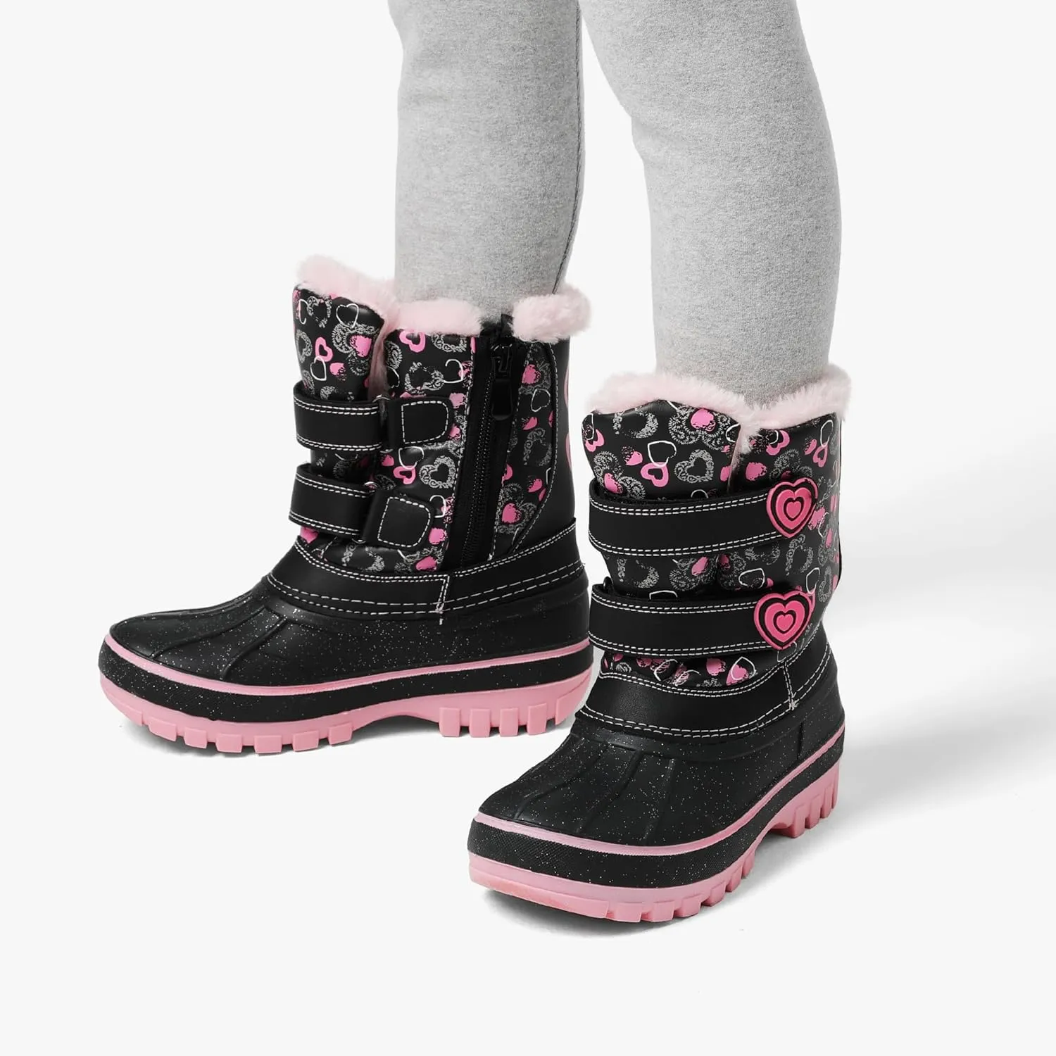 DREAM PAIRS Boys Girls Snow Boots Water-Resistant Outdoor Sport Warm Cozy Anti-Slip Cute Ankle Winter Shoes for Toddler/Little/Big Kid