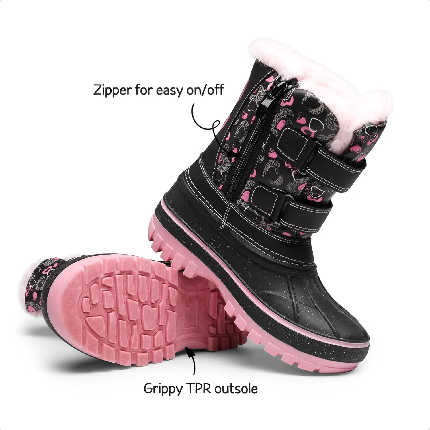 DREAM PAIRS Boys Girls Snow Boots Water-Resistant Outdoor Sport Warm Cozy Anti-Slip Cute Ankle Winter Shoes for Toddler/Little/Big Kid
