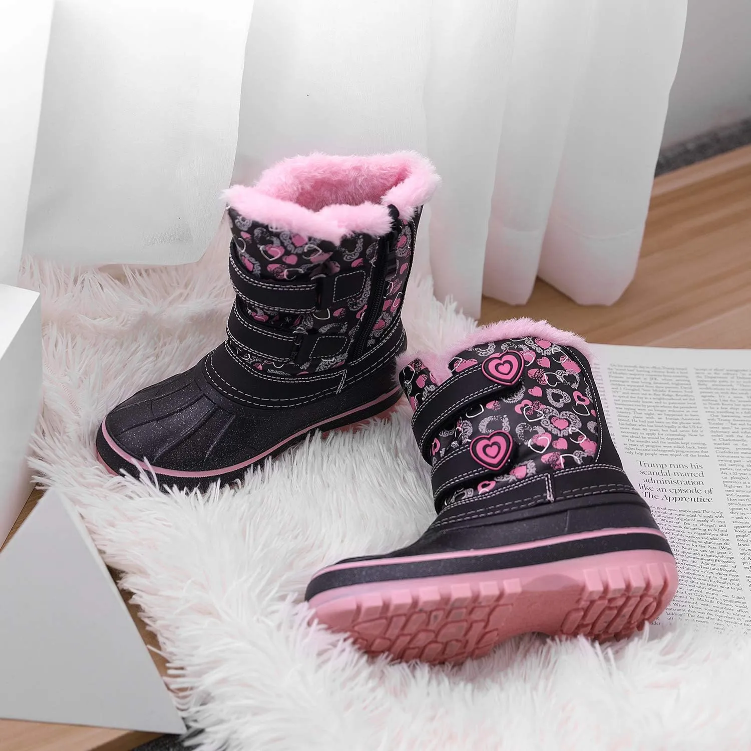 DREAM PAIRS Boys Girls Snow Boots Water-Resistant Outdoor Sport Warm Cozy Anti-Slip Cute Ankle Winter Shoes for Toddler/Little/Big Kid