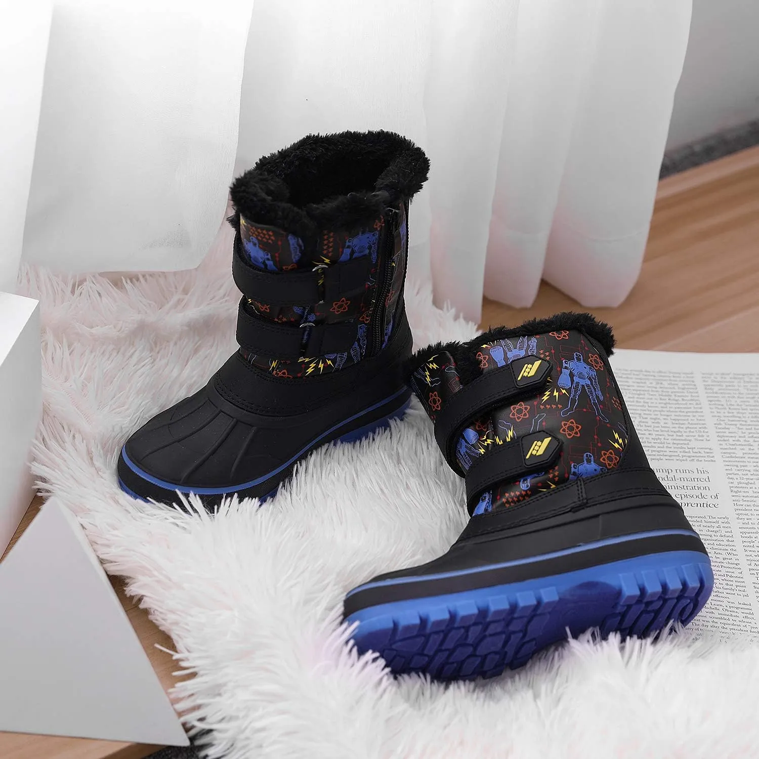 DREAM PAIRS Boys Girls Snow Boots Water-Resistant Outdoor Sport Warm Cozy Anti-Slip Cute Ankle Winter Shoes for Toddler/Little/Big Kid