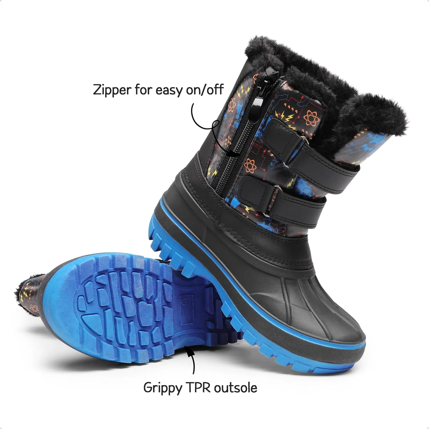 DREAM PAIRS Boys Girls Snow Boots Water-Resistant Outdoor Sport Warm Cozy Anti-Slip Cute Ankle Winter Shoes for Toddler/Little/Big Kid