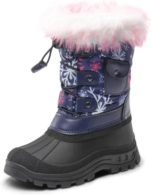 DREAM PAIRS Boys Girls Snow Boots Water-Resistant Outdoor Warm Cozy Anti-Slip Mid Calf Faux Fur Lining Insulated Winter Shoes for Little/Big Kids