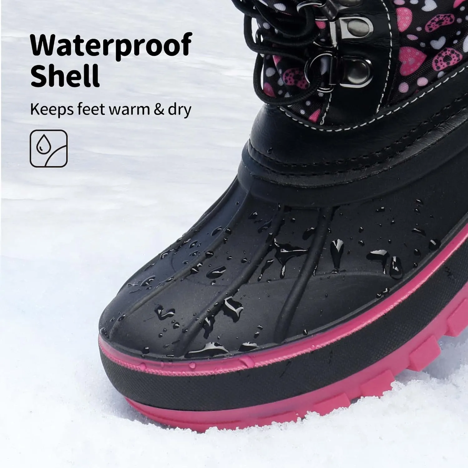 DREAM PAIRS Boys Girls Snow Boots Water-Resistant Outdoor Warm Cozy Anti-Slip Mid Calf Faux Fur Lining Insulated Winter Shoes for Little/Big Kids