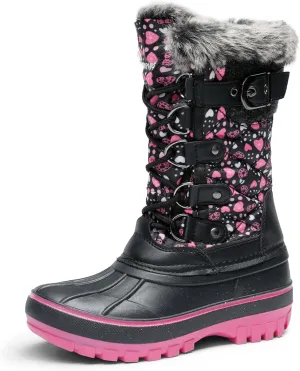 DREAM PAIRS Boys Girls Snow Boots Water-Resistant Outdoor Warm Cozy Anti-Slip Mid Calf Faux Fur Lining Insulated Winter Shoes for Little/Big Kids