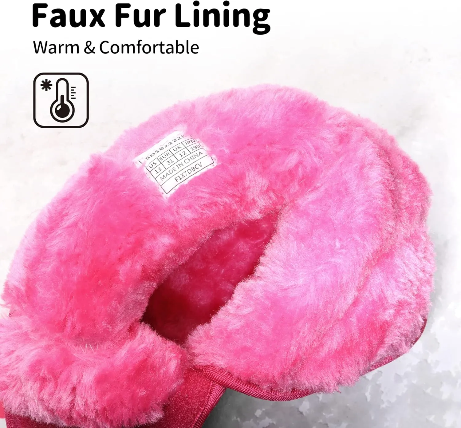 DREAM PAIRS Boys Girls Snow Boots Waterproof Hook and Loop Mid Calf Faux Fur Lining Winter Shoes for Little/Big Kids
