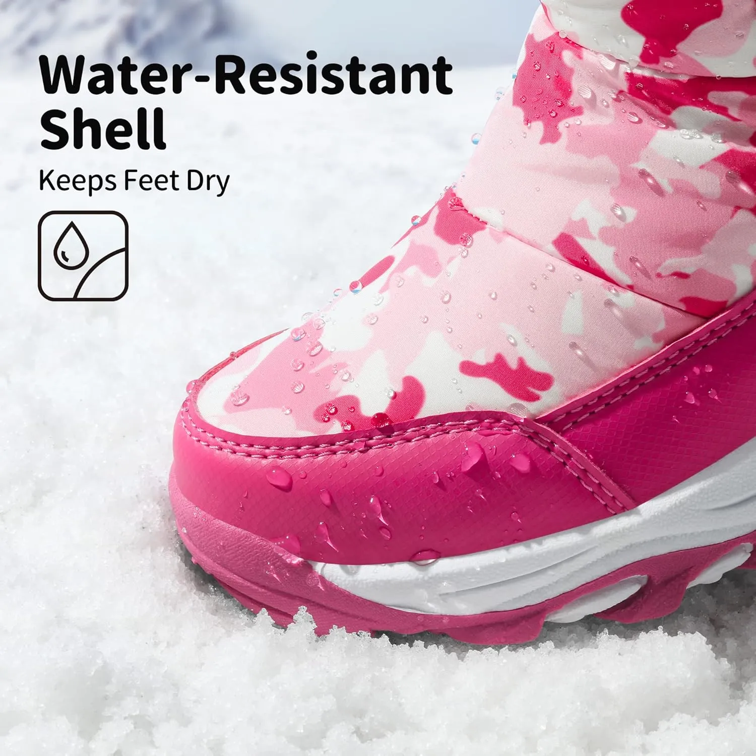 DREAM PAIRS Boys Girls Snow Boots Waterproof Hook and Loop Mid Calf Faux Fur Lining Winter Shoes for Little/Big Kids