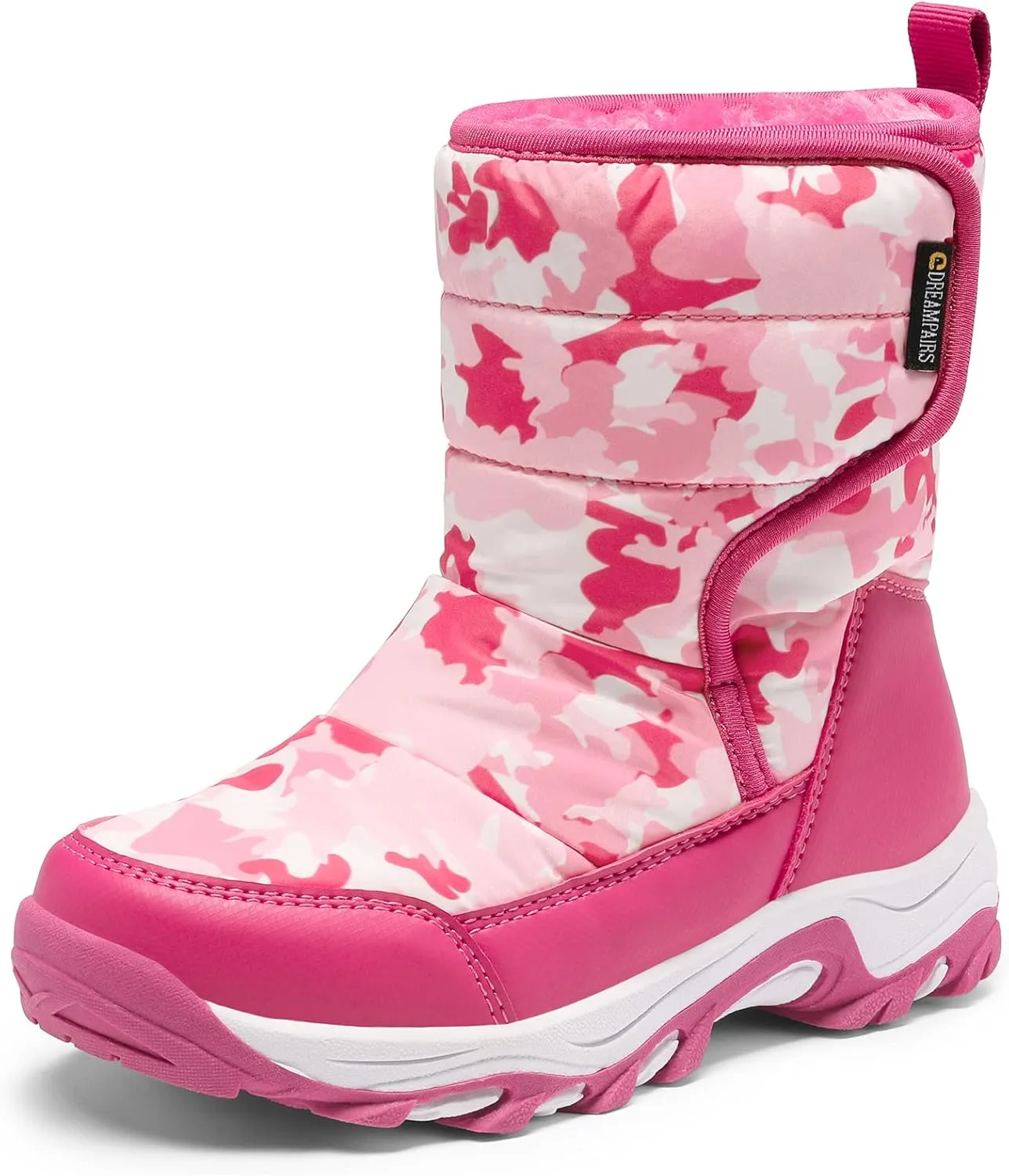 DREAM PAIRS Boys Girls Snow Boots Waterproof Hook and Loop Mid Calf Faux Fur Lining Winter Shoes for Little/Big Kids