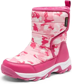 DREAM PAIRS Boys Girls Snow Boots Waterproof Hook and Loop Mid Calf Faux Fur Lining Winter Shoes for Little/Big Kids