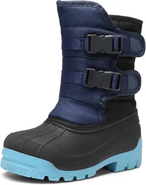 DREAM PAIRS Boys Snow Boots Bright Colored Outsole Hook and Loop Slip Resistant Mid Calf Faux Fur Lining Winter Shoes for Little/Big Kids
