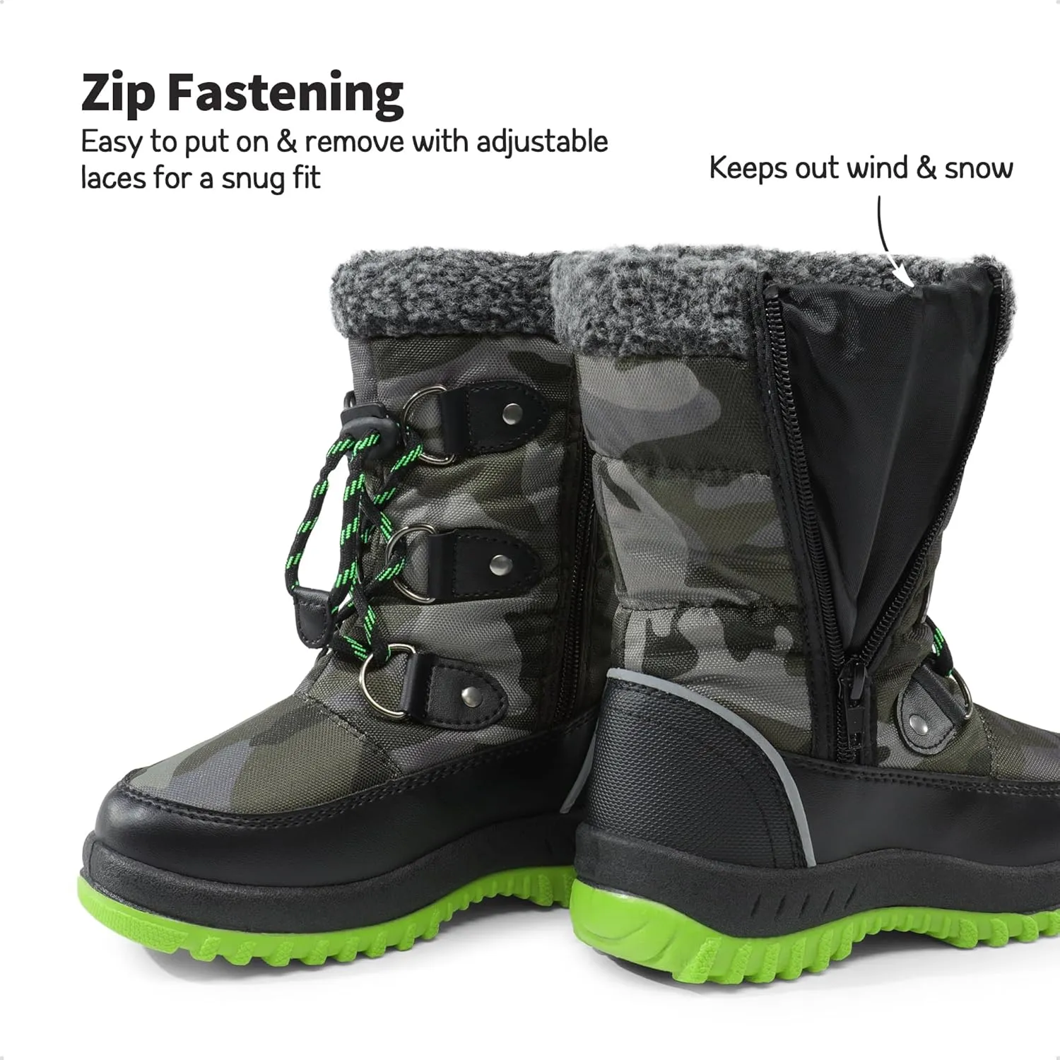 DREAM PAIRS Boys Snow Boots Camouflage Slip Resistant Faux Fur Lined Winter Shoes for Little/Big Kid