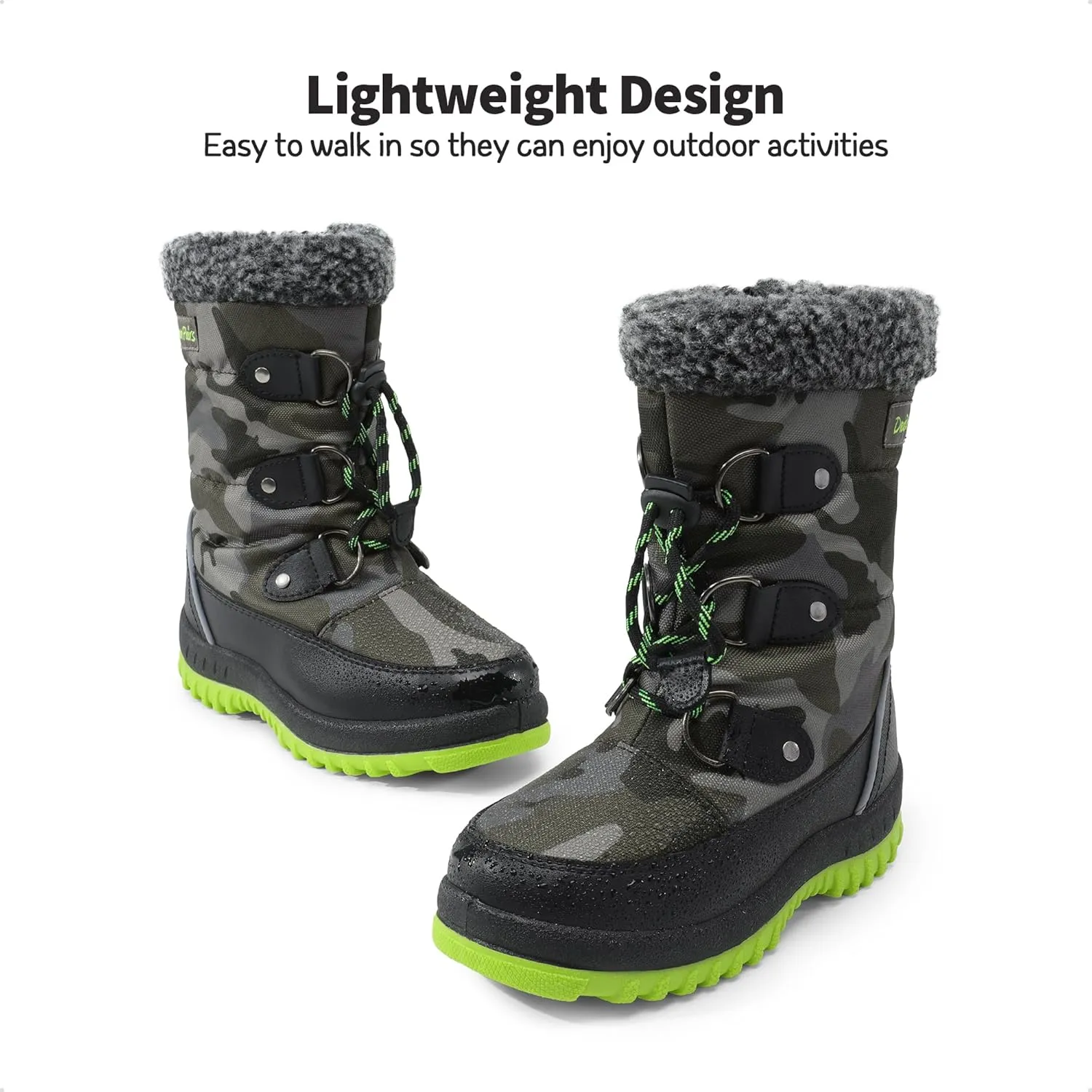 DREAM PAIRS Boys Snow Boots Camouflage Slip Resistant Faux Fur Lined Winter Shoes for Little/Big Kid