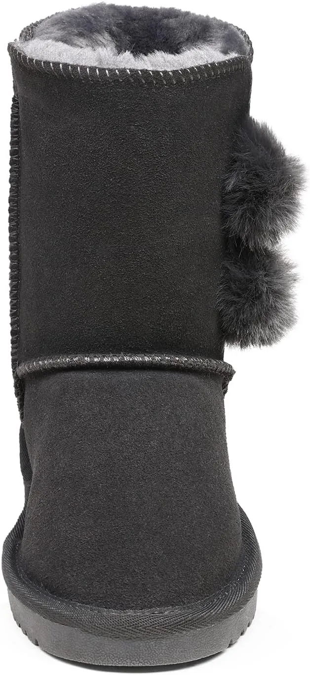 DREAM PAIRS Girls Boots Kids Boys Winter Snow Suede Mid Calf Boots Faux Fur Lined FuzzyChic Kid's Lolly for Little Kid/Big Kid