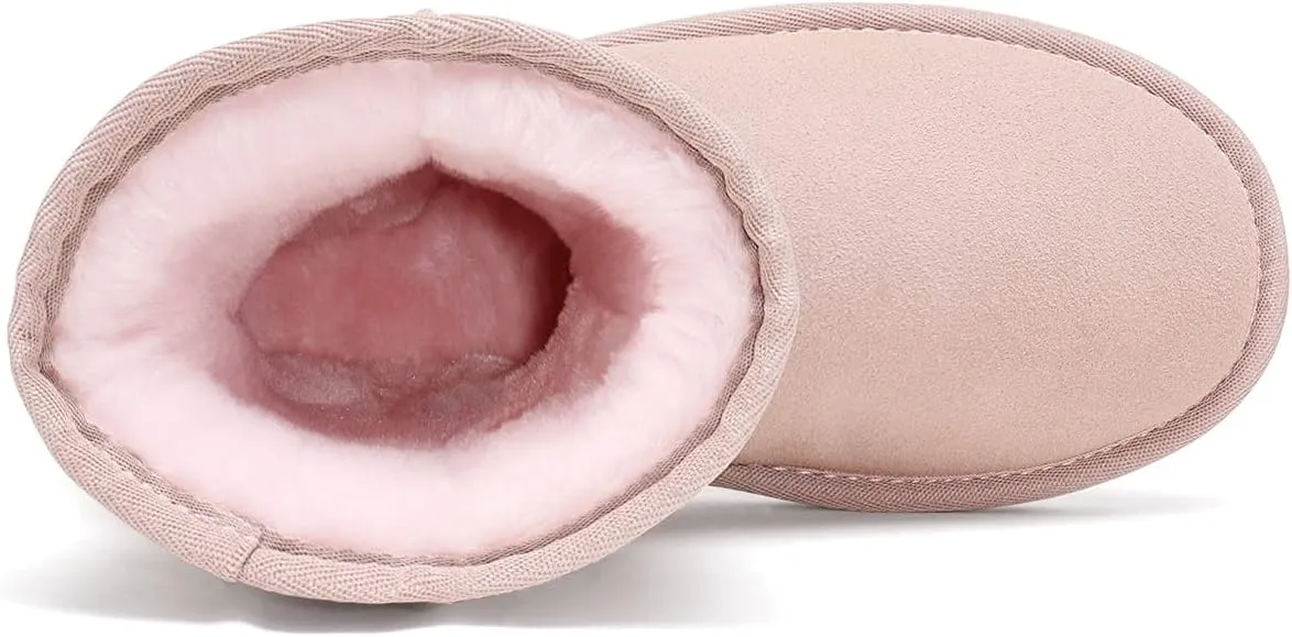 DREAM PAIRS Girls Boys Boots Kids Faux Fur Lined Winter Snow FuzzyClassic Kid's Mid Boot