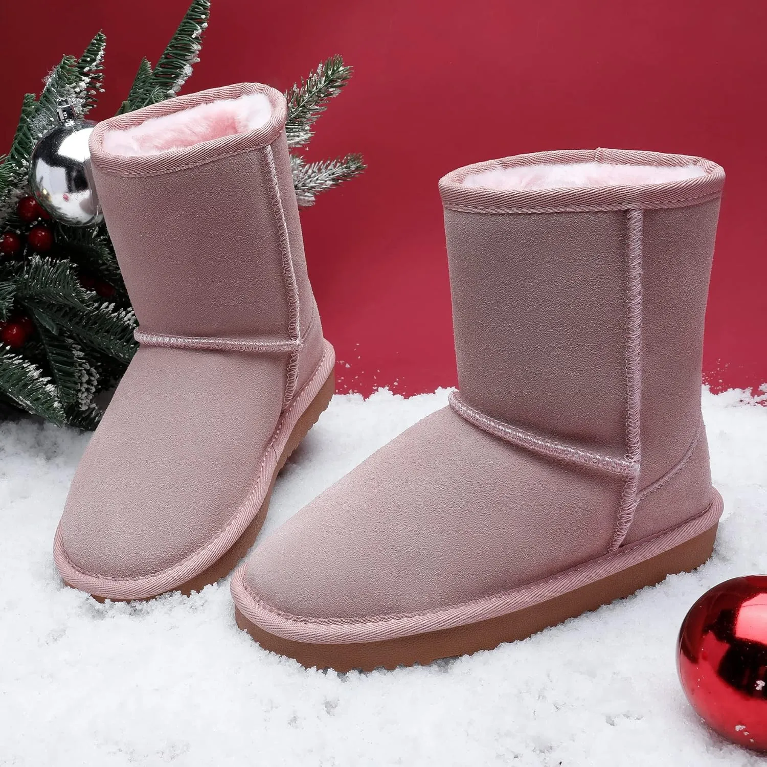 DREAM PAIRS Girls Boys Boots Kids Faux Fur Lined Winter Snow FuzzyClassic Kid's Mid Boot