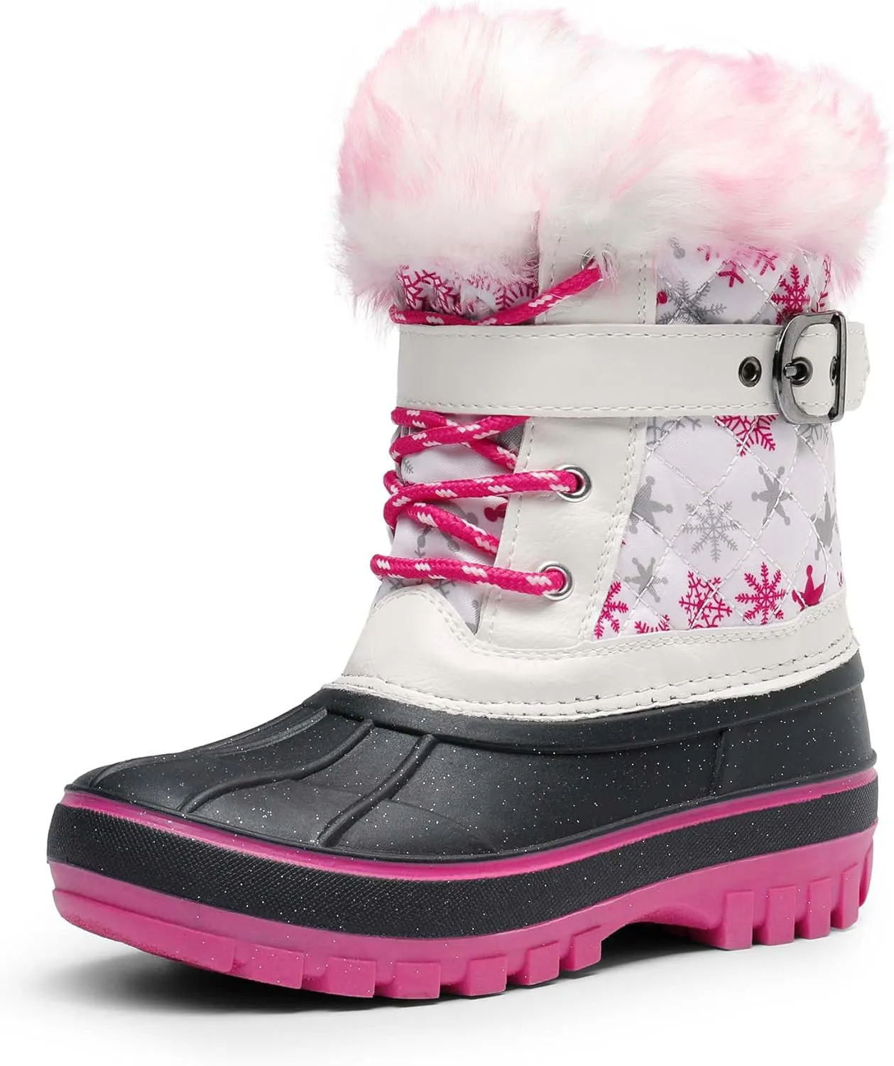 DREAM PAIRS Girls Boys Snow Boots Water-Resistant Outdoor Warm Cozy Anti-Slip Mid Calf Faux Fur Lining Winter Shoes for Little/Big Kids