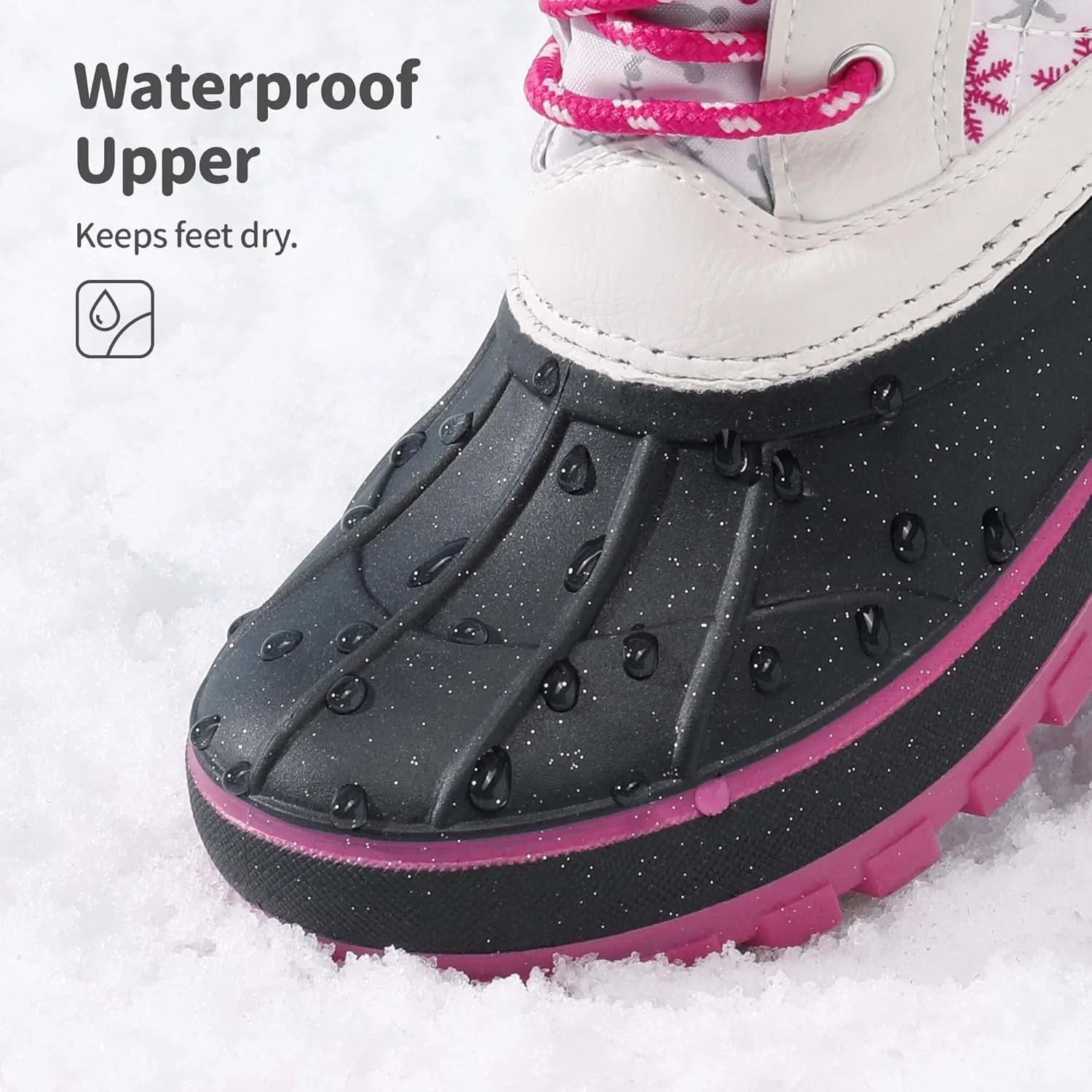 DREAM PAIRS Girls Boys Snow Boots Water-Resistant Outdoor Warm Cozy Anti-Slip Mid Calf Faux Fur Lining Winter Shoes for Little/Big Kids
