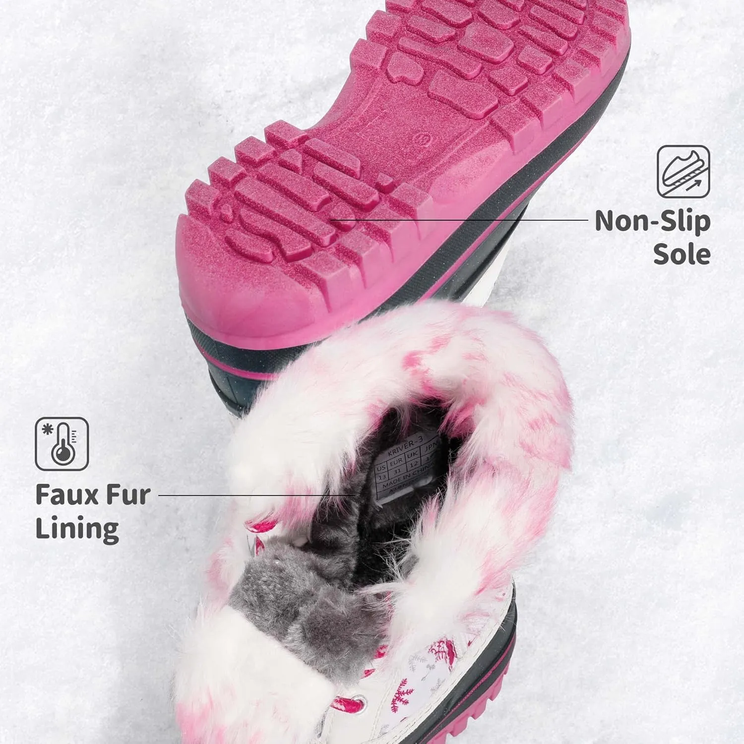 DREAM PAIRS Girls Boys Snow Boots Water-Resistant Outdoor Warm Cozy Anti-Slip Mid Calf Faux Fur Lining Winter Shoes for Little/Big Kids