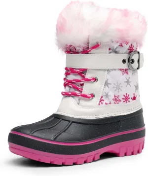 DREAM PAIRS Girls Boys Snow Boots Water-Resistant Outdoor Warm Cozy Anti-Slip Mid Calf Faux Fur Lining Winter Shoes for Little/Big Kids