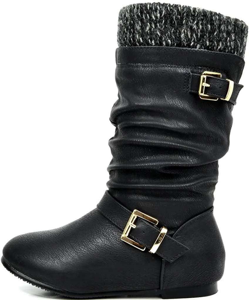 DREAM PAIRS Girl's Faux Fur Lined Knee High Winter Riding Boots(Toddler/Little Kid/Big Kid)