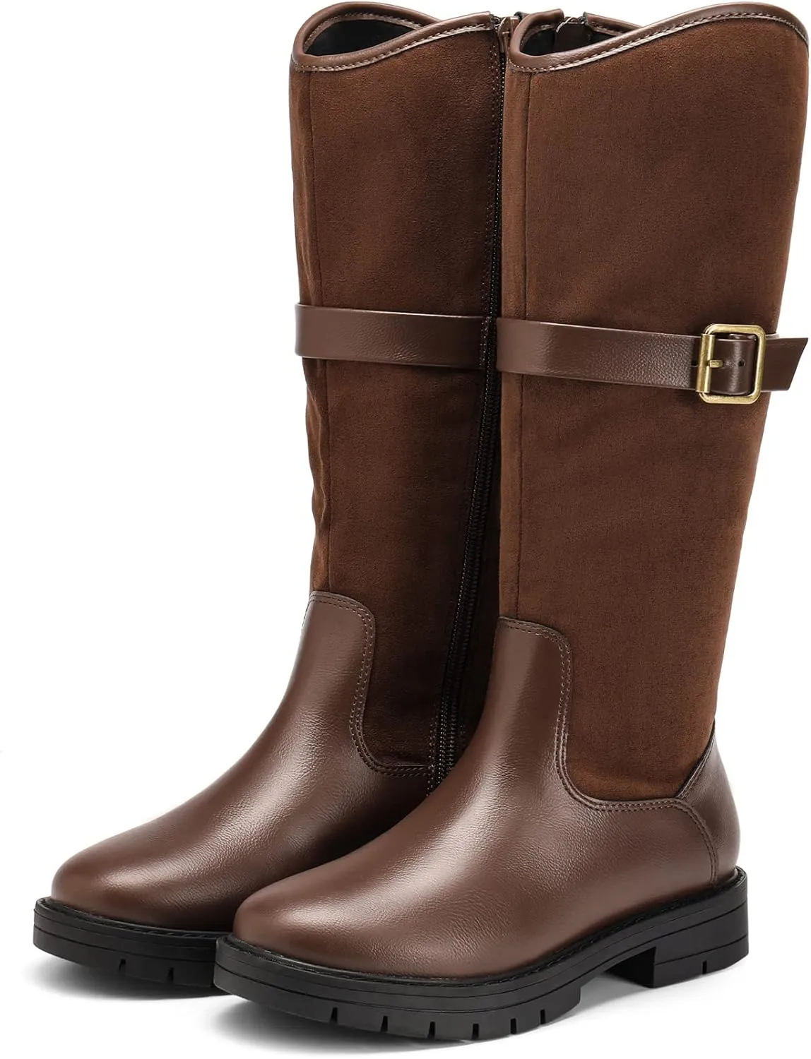 DREAM PAIRS Girls Knee High Buckle Fashion Riding Boots Little Kid/Big Kid