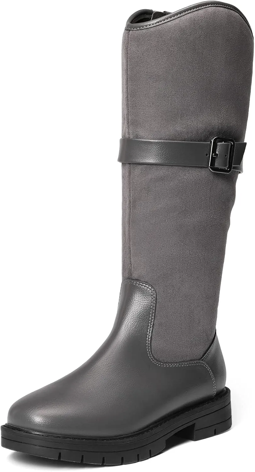 DREAM PAIRS Girls Knee High Buckle Fashion Riding Boots Little Kid/Big Kid